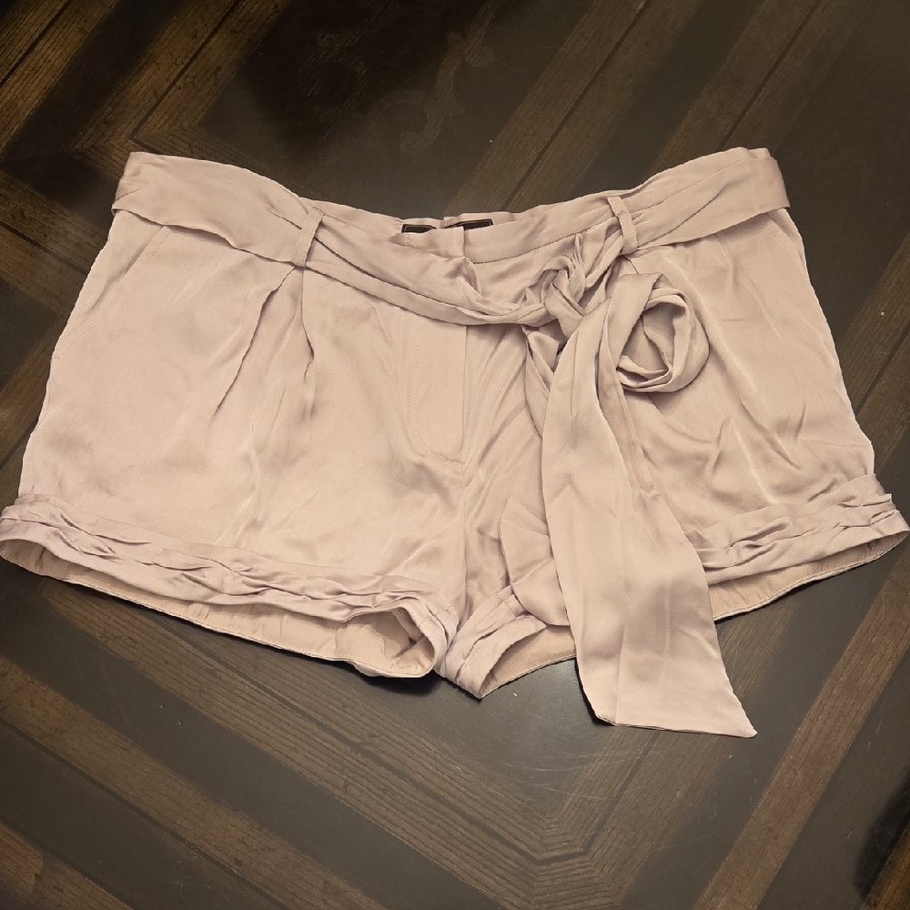 BCBG MaxAzria Pebble Tie Front Shorts Cream Tan/Taupe Size 12 NWT